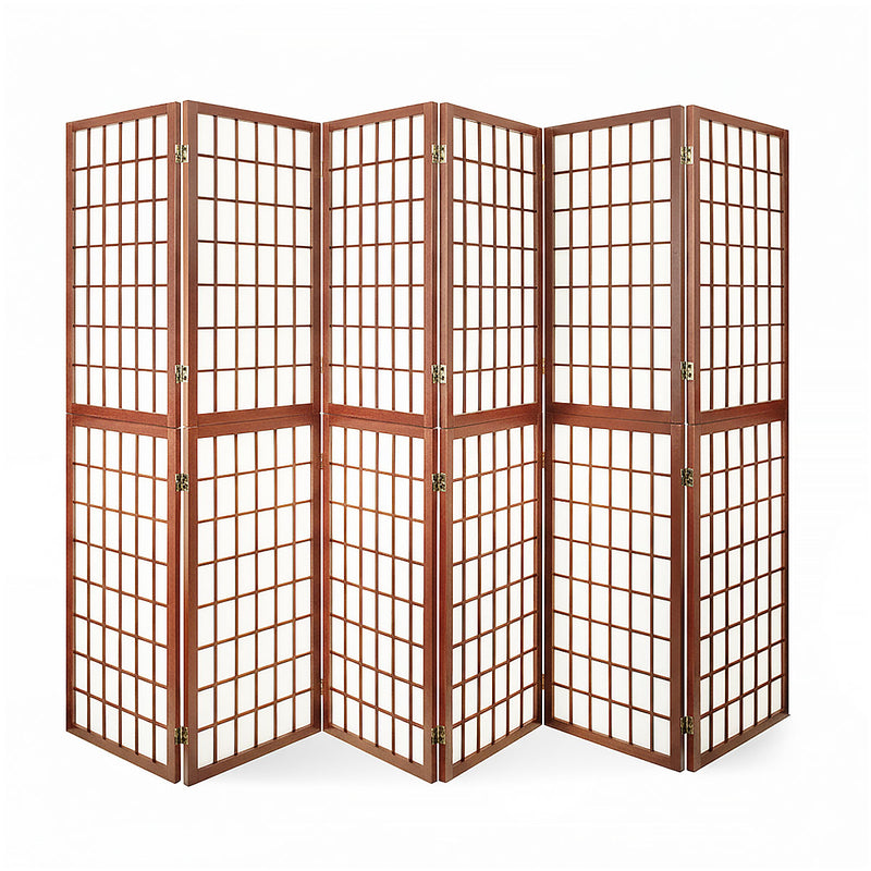 Red Wood Frame with Rice Paper Panels - 6P