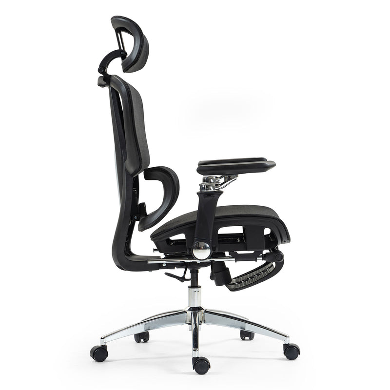 ErgoElite Ultimate Mesh Reclining Office Chair with Footrest – Black