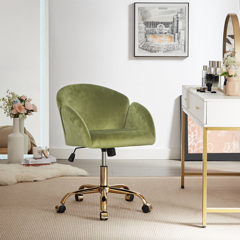 Elle Velvet Office Chair - Green
