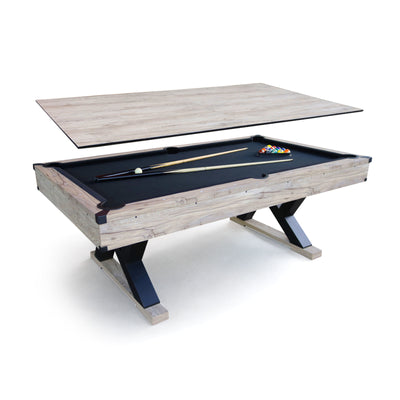 7ft 3-in-1 Game Table – Pool, Table Tennis & Air Hockey Combo with Cues, Net, Paddles & Balls