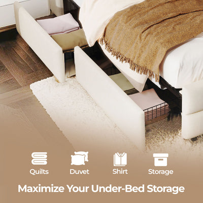 Phoenix Upholstered Fabric Storage Bed – Beige (Queen)