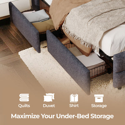 Orion Fabric Storage Bed Frame – Grey (Queen)