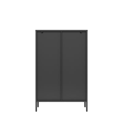 Ferro 3-Tier Tempered Glass Double Door Storage Rack - Black