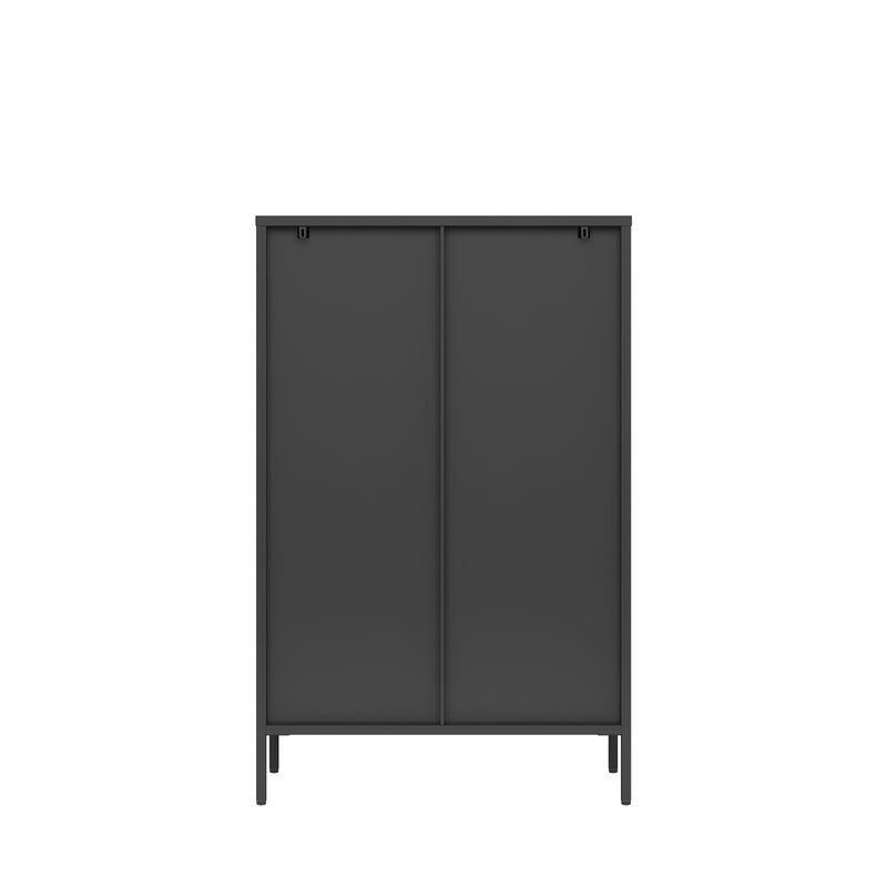 Ferro 3-Tier Tempered Glass Double Door Storage Rack - Black