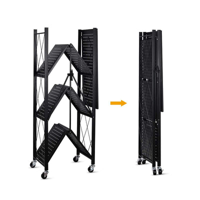 Foldable 4-Tier Metal Rack Storage Shelving Unit