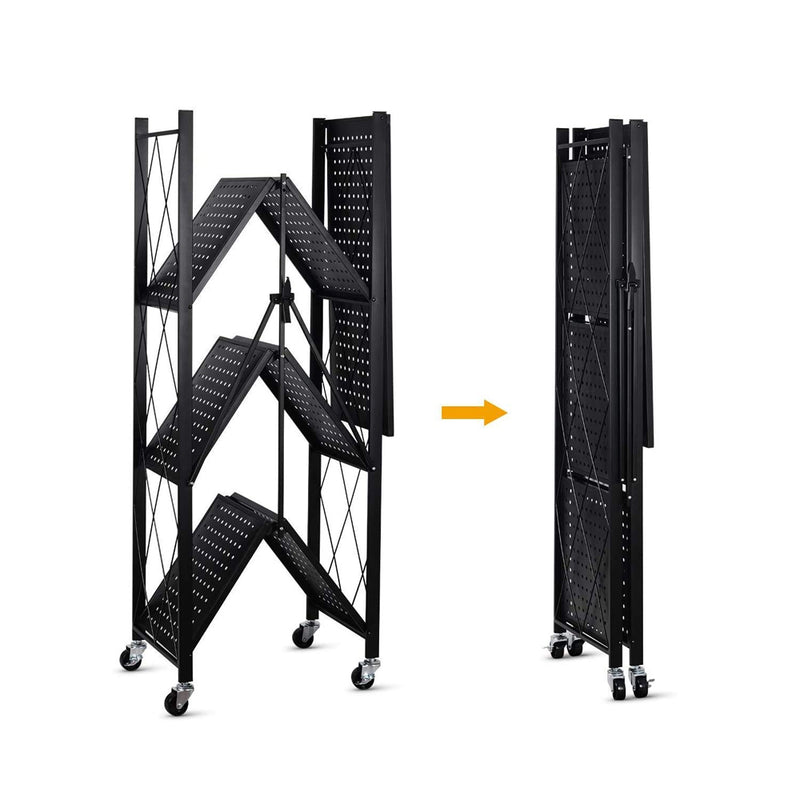 Foldable 4-Tier Metal Rack Storage Shelving Unit