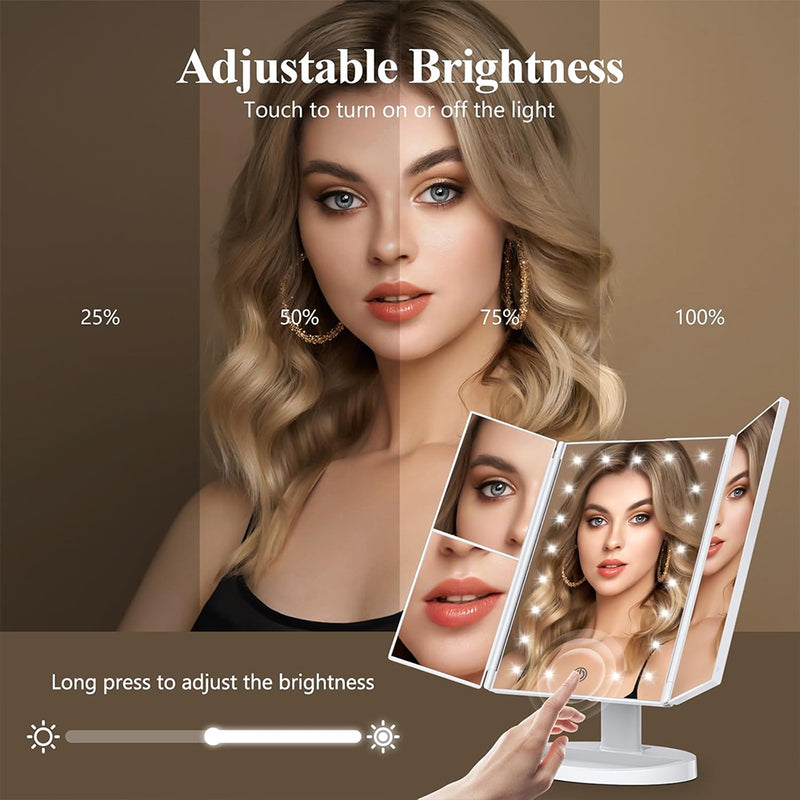 LED Tri-Fold Makeup Mirror