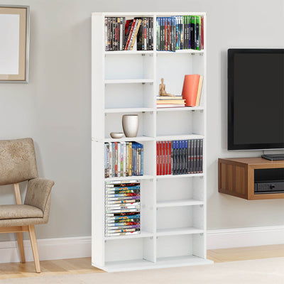 8 Tier CD DVD Adjustable Rack Shelf - White