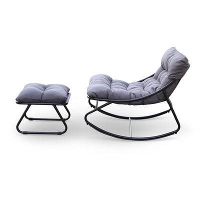 Outdoor Rocking Chair Large with Cushion and Stool