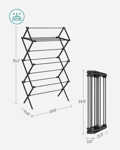 Foldable Clothes Drying Rack - Black