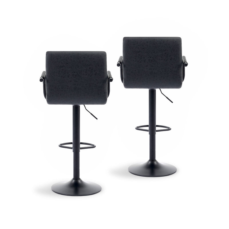 Adjustable Bar Stools with Armrests – Black (Set of 2)