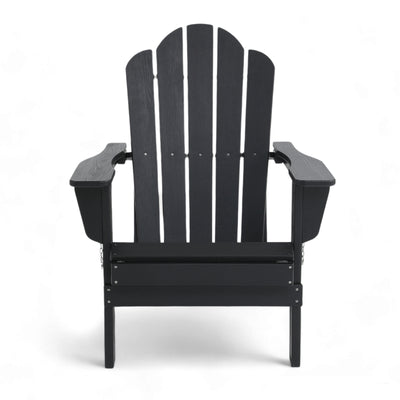 Adirondack Outdoor Chair with Cup Holder - Black