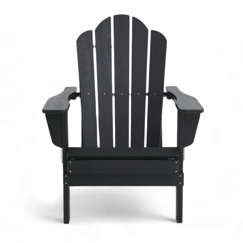 Adirondack Outdoor Chair with Cup Holder - Black