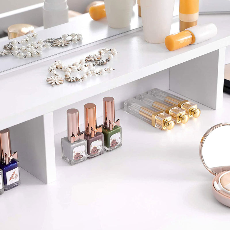 Dressing Table with Tri-Fold Mirror And Drawers