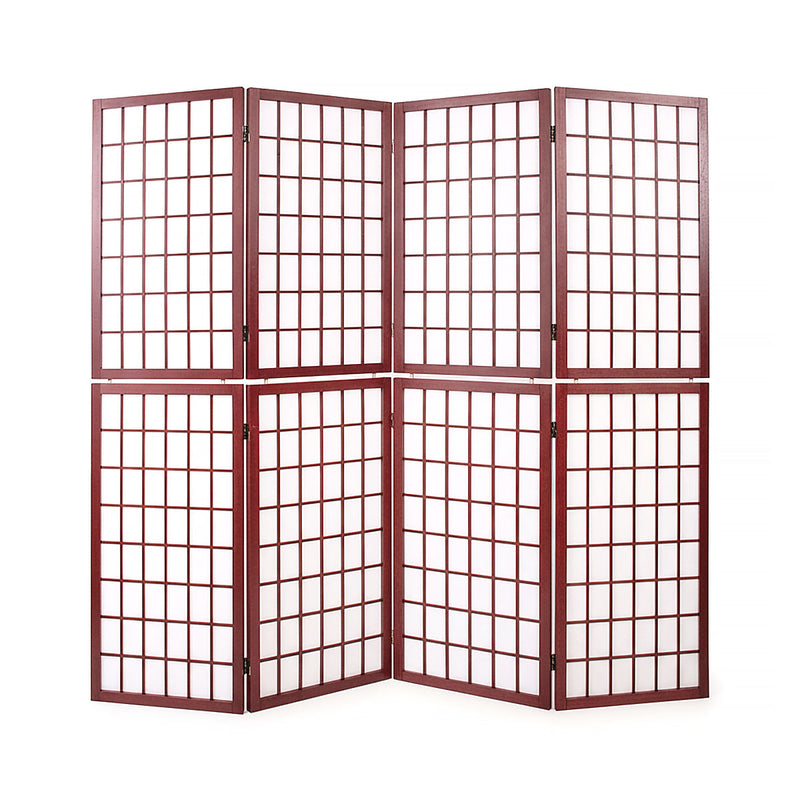 Red Wood Frame with Rice Paper Panels - 4P