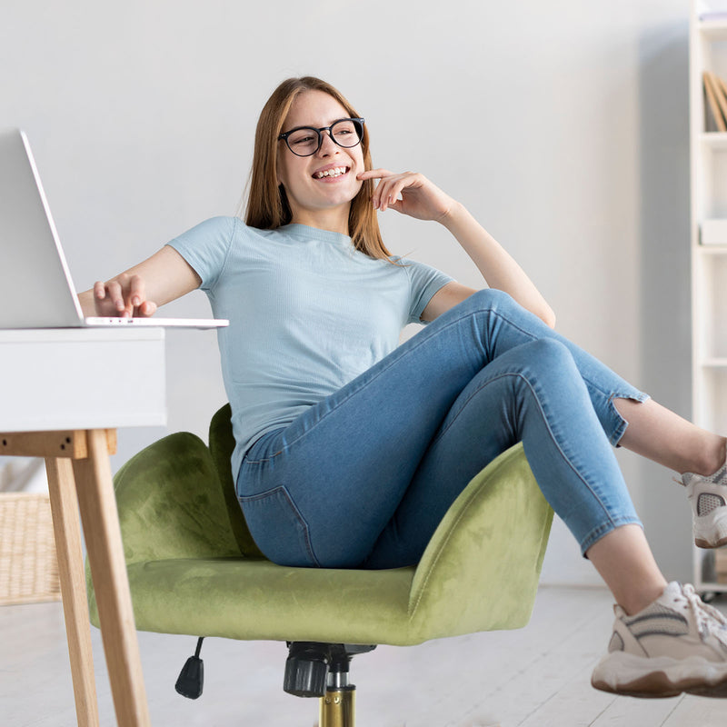 Elle Velvet Office Chair - Green