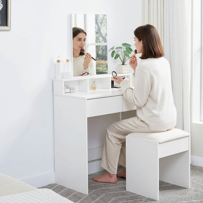 Aria Dressing Table with Mirror – White