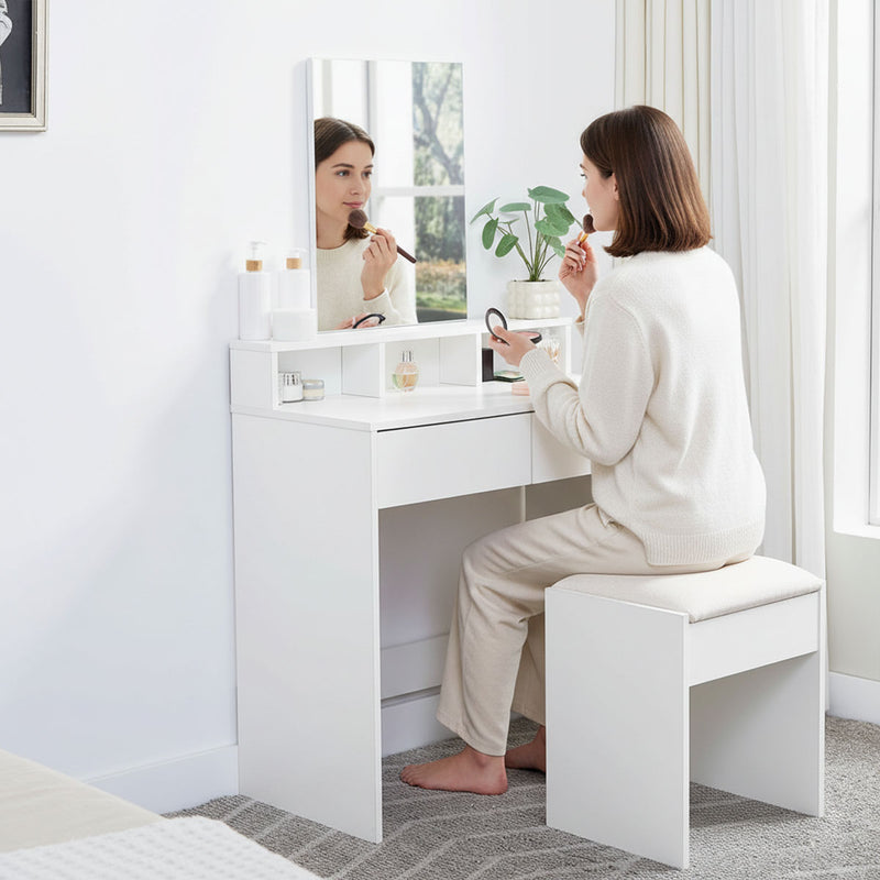 Aria Dressing Table with Mirror – White