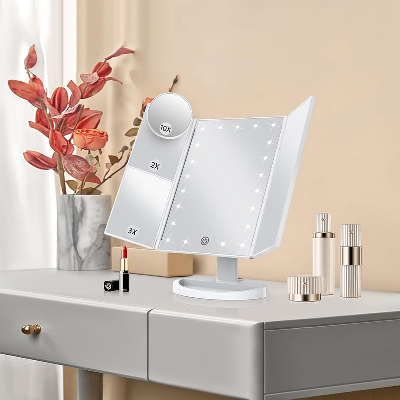 LED Tri-Fold Makeup Mirror