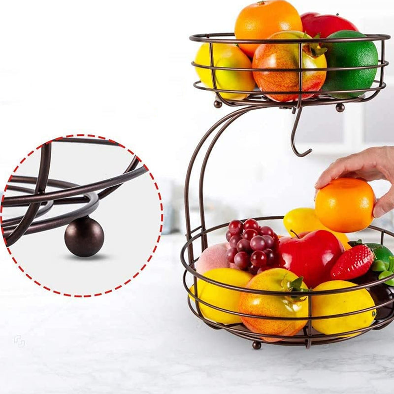 Fruit Vegetables 2 Tier Basket Bowl - Black