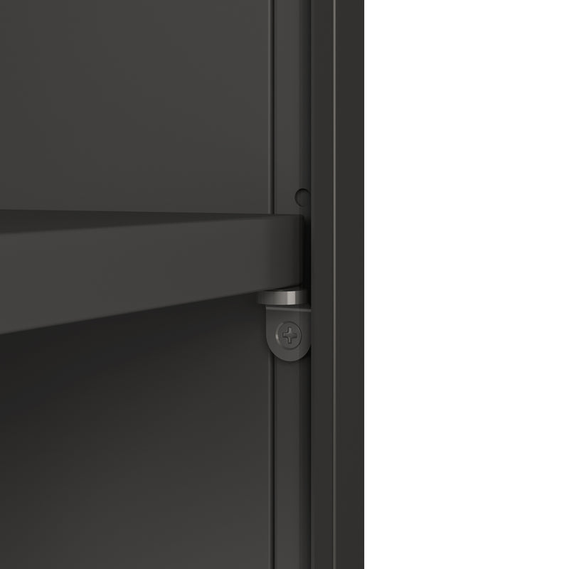 Ferro 3-Tier Tempered Glass Double Door Storage Rack - Black