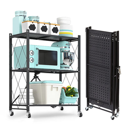 Foldable 3-Tier Metal Rack Storage Shelving Unit