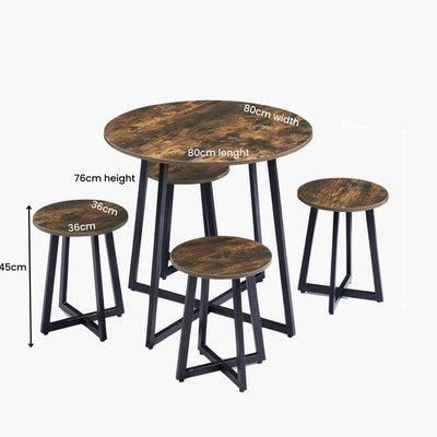 Viera Round Dining Table Set - Rustic Brown