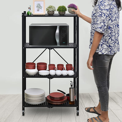 Foldable 4-Tier Metal Rack Storage Shelving Unit