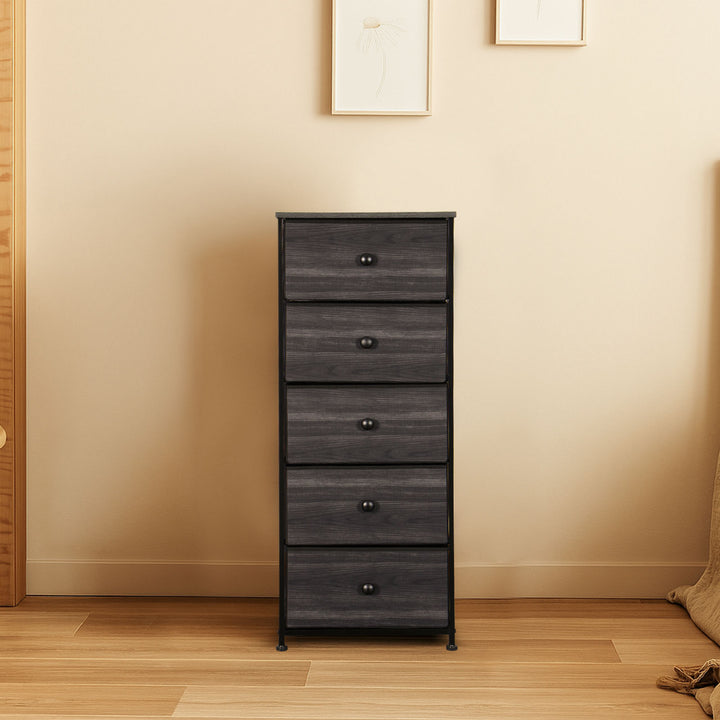 5-Drawer Fabric Dresser Charcoal Black