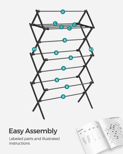 Foldable Clothes Drying Rack - Black