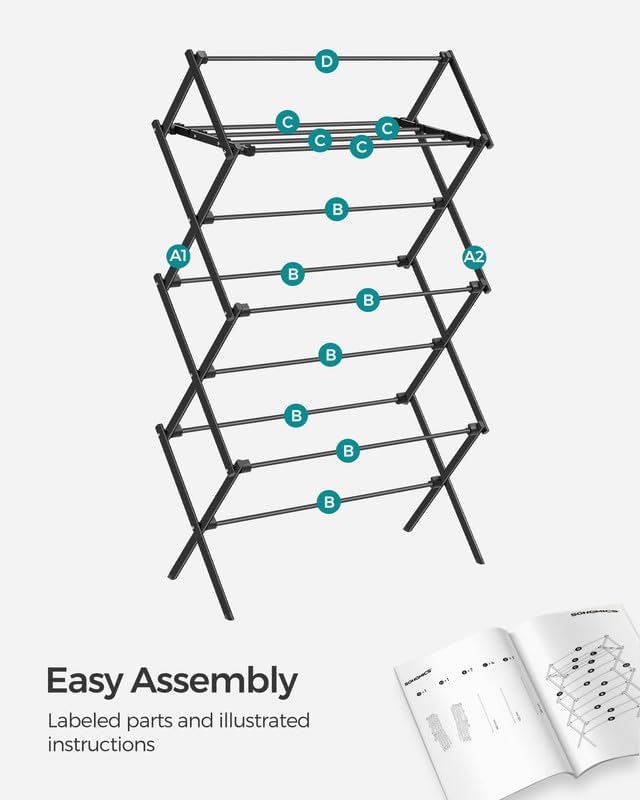 Foldable Clothes Drying Rack - Black