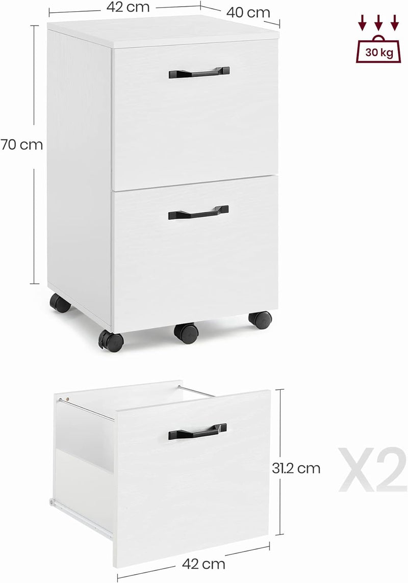 Vasagle Office File Cabinet With 2 Drawer White