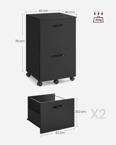 Vasagle Office File Cabinet With 2 Drawer Black
