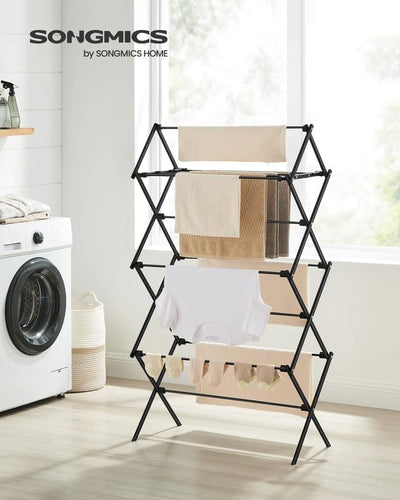 Foldable Clothes Drying Rack - Black