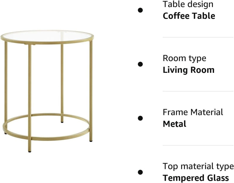 Vasagle Nyla Tempered Glass End Table