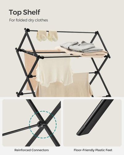 Foldable Clothes Drying Rack - Black