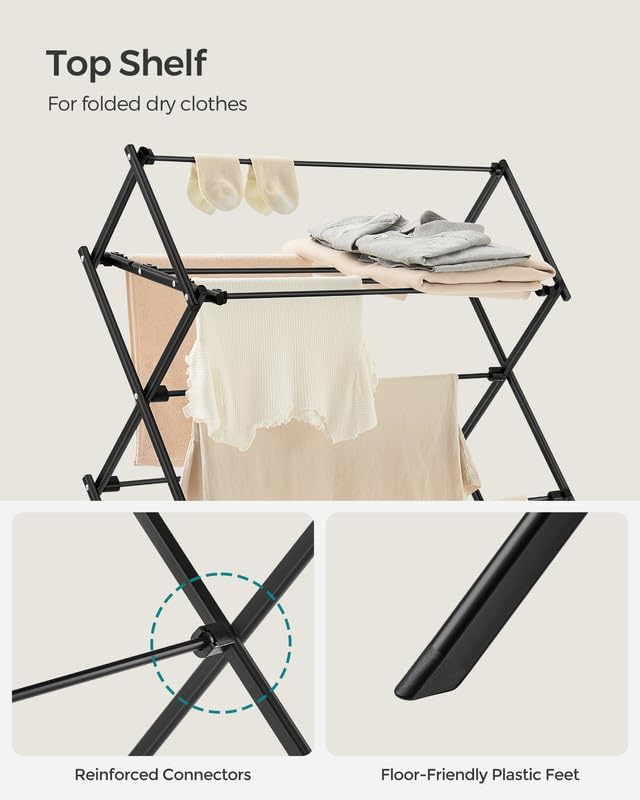 Foldable Clothes Drying Rack - Black