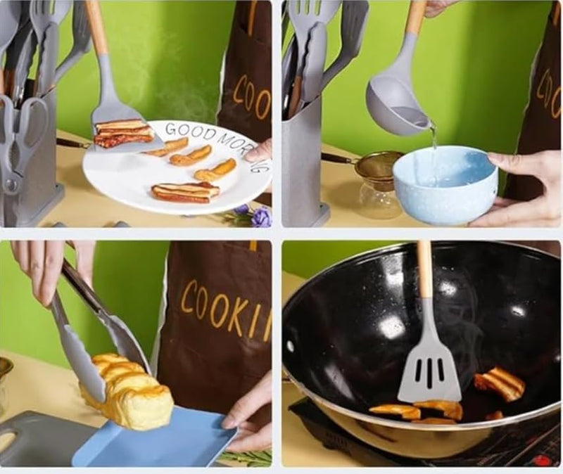 Silicone Kitchenware & Stainless Steel Knife Set