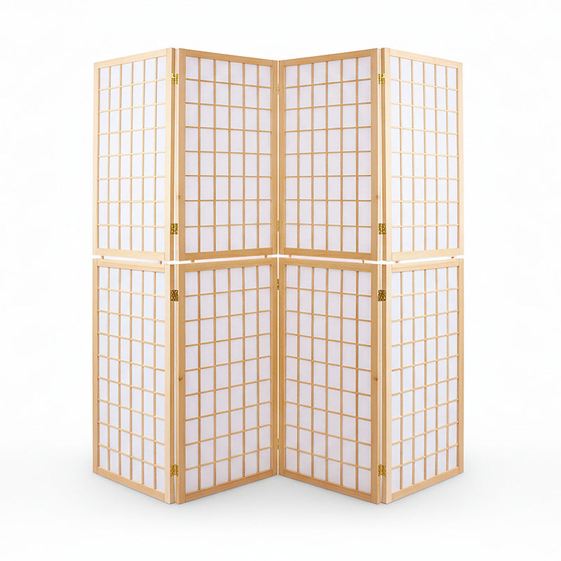 4-Panel Wooden Room Divider - Natural