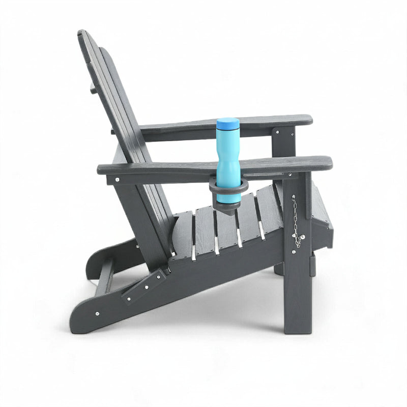 Adirondack Outdoor Chair with Cup Holder - Grey