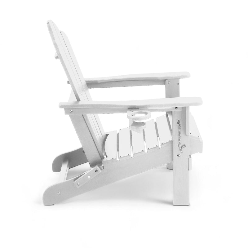 Adirondack Outdoor Chair with Cup Holder - White