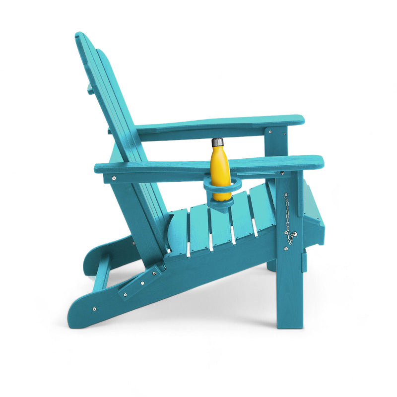 Adirondack Outdoor Chair with Cup Holder - Peacock Blue