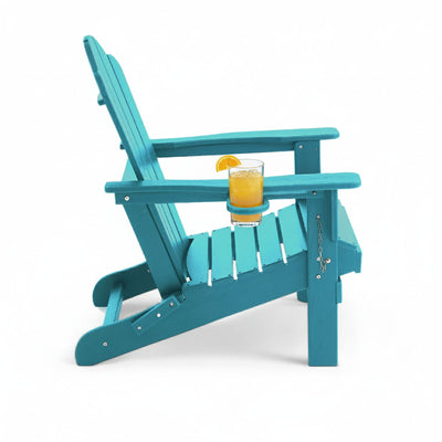 Adirondack Outdoor Chair with Cup Holder - Peacock Blue