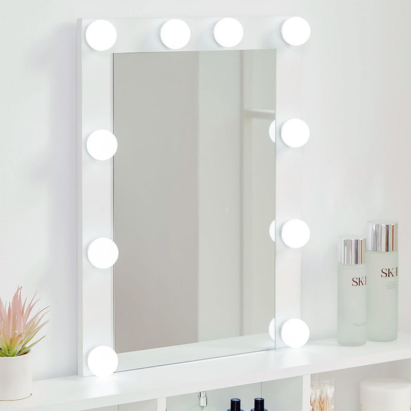Ella Dressing Table with LED Lights & Stool – White
