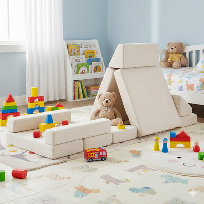 Modular Kids Play Couch – 14Pcs Convertible Sofa (Cream White)