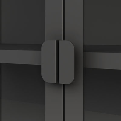 Ferro 3-Tier Tempered Glass Double Door Storage Rack - Black