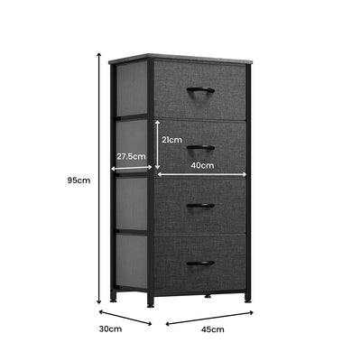 4 Drawer Storage Chest - Black