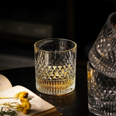 Diamond-Cut Whiskey Glasses (Set of 4)