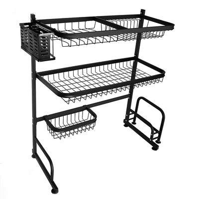 Over The Sink Dish Drying Rack 65cm Wide 3 Tier - Black