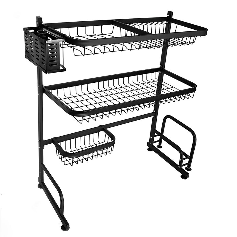 Over The Sink Dish Drying Rack 65cm Wide 3 Tier - Black